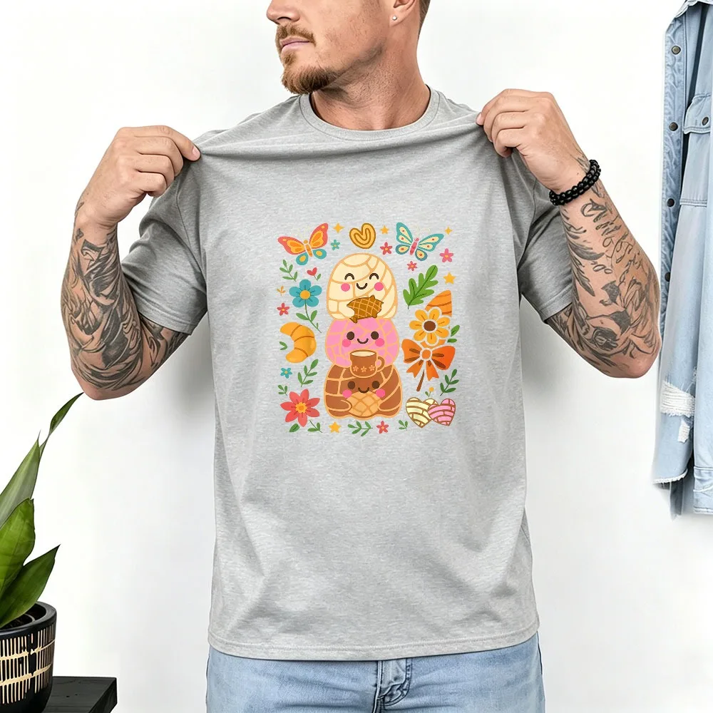 Mexican Concha Sweet Unisex Tee Fashion Cotton Tshirt Floral Butterfly Streetwear Short Sleeve Tops Latin Culture Food‑lover Tee