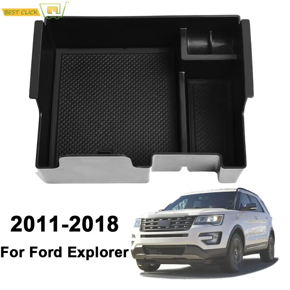 Para ford explorer u502 5th gen console central do carro organizador bandeja caixa de armazenamento apoio de braço luva caso titular recipiente 2011 - 2020