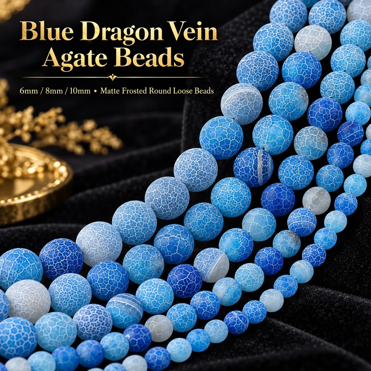 6-10mm 18pcs Stones half strand piece of lake blue weathered agate Spacer Loose Beads For Jewelry Making DIY Bracelets Necklace