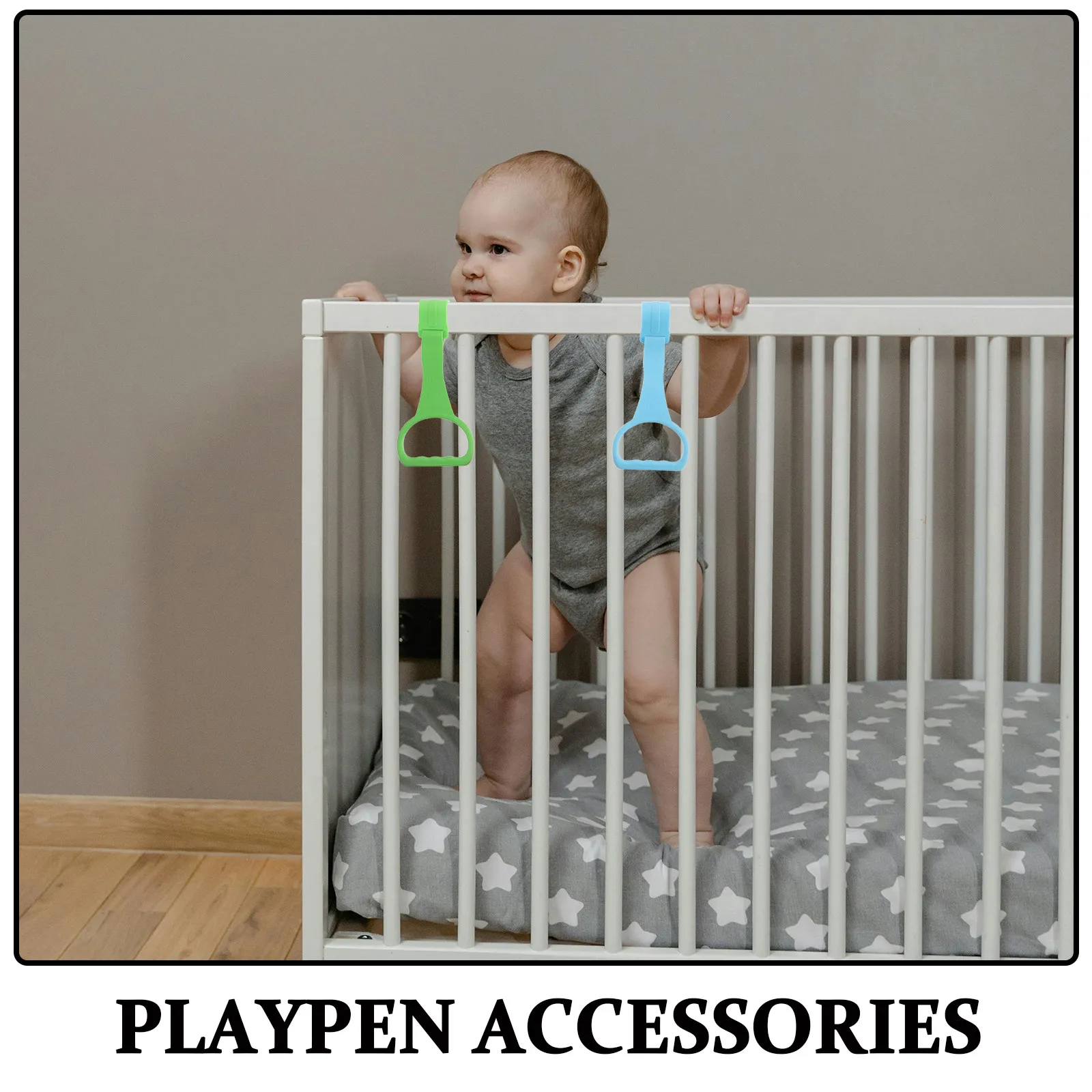 4Pcs Baby Walking Assistant Pull Up Rings Infant Standing Practice Playpen Hanging Handles Plastic Play Pen Accessories view 6