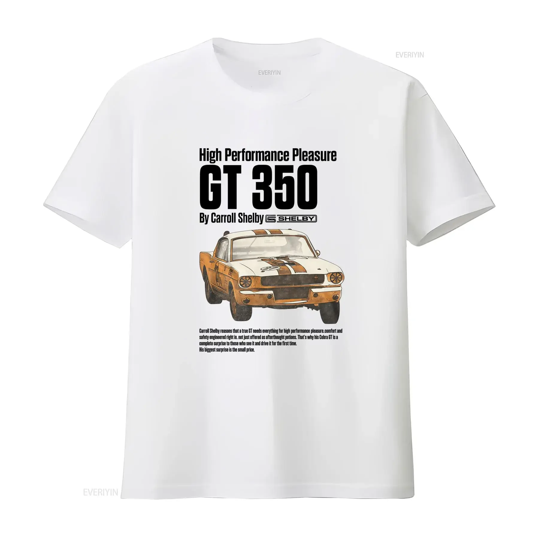 Shelby GT 350 High Performance Pleasure Men's T Shirt Classic Car Design for Automotive Enthusiasts vintage Washed Casual