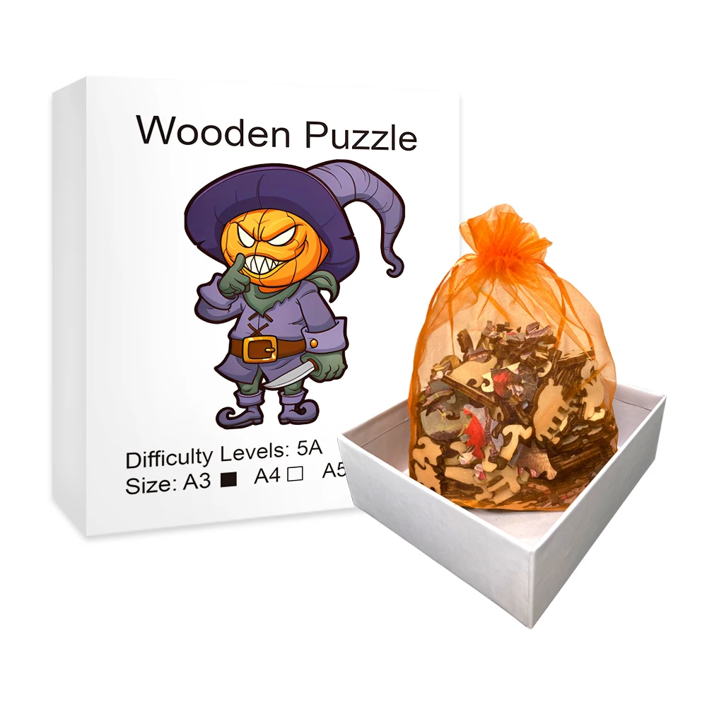 Puzzle en bois d'Halloween pour adultes, sorcière de forme irrégulière, adapté comme cadeau de défi pour les petits amis, jeu de famille de grande difficulté