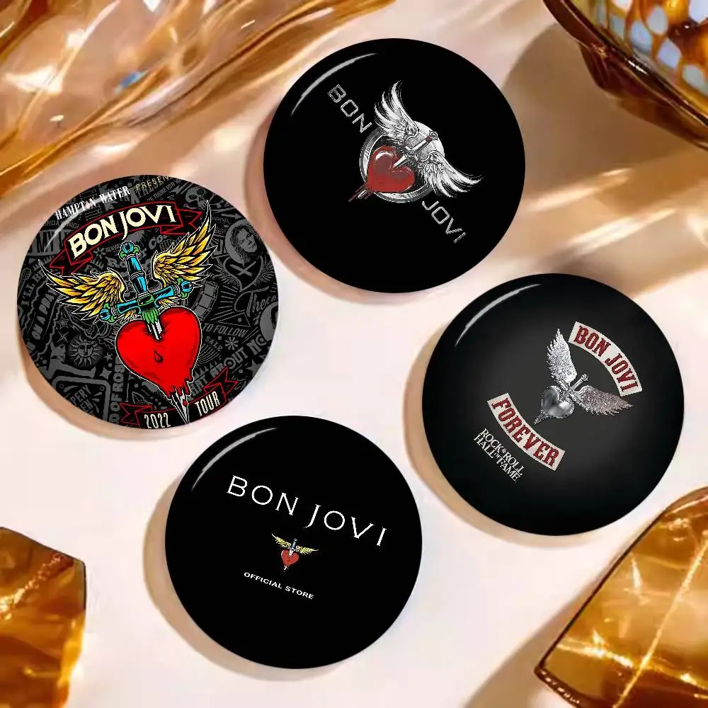 Classic vintage B-BON J-JOVI BAND 58mm Cute Anime Figure Icon Badge Handmade Tinplate Brooch for Backpack Chest Ornament Gifts