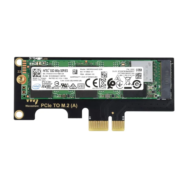 Waveshare PCIe TO M.2 (A),PCIe TO M.2 Adapter, Supports Raspberry Pi Compute Module 4