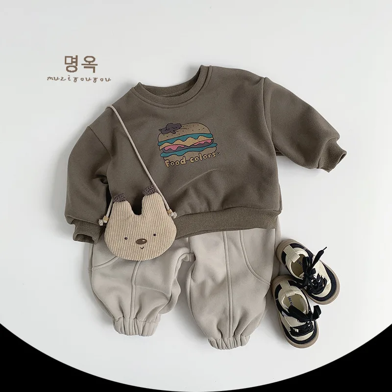 2024 Autumn Winter Sweatpants  Boys And Girls Children\'s Clothing Baby Fashion Clothes Warm Casual Pants 1 To 6 Years Child