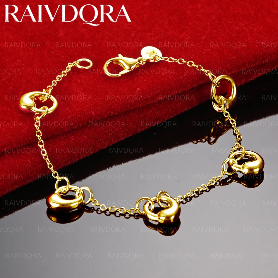 18K Gold Plated Round Water Droplet Bracelet For Women's Fashion Jewelry Popular Parties Holiday Gifts