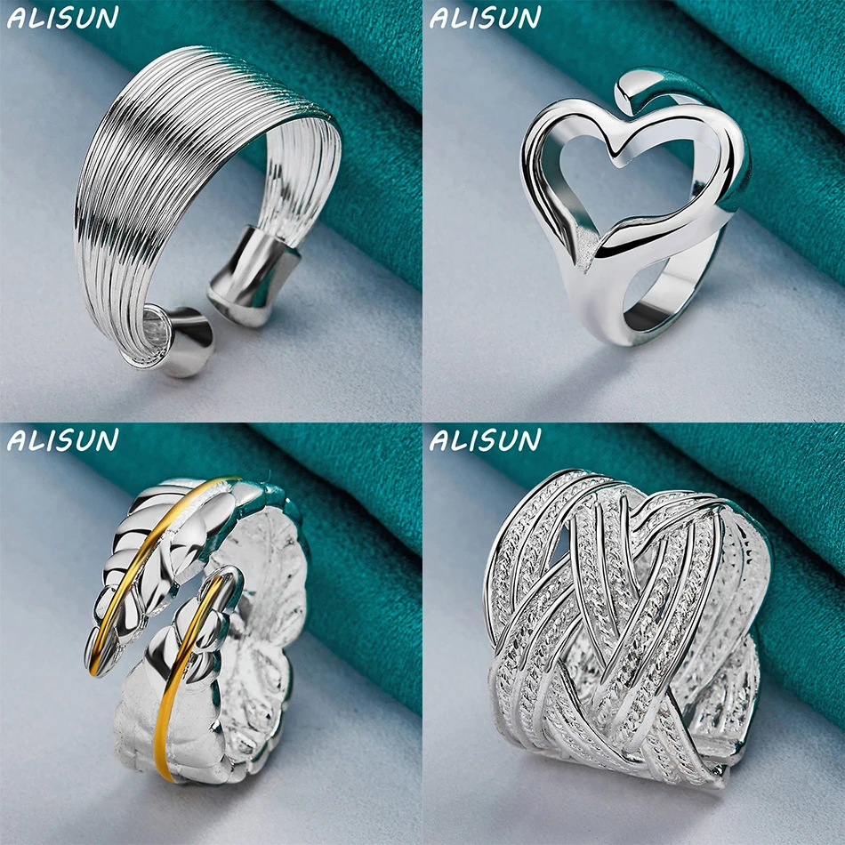

ALISUN 925 Sterling Silver Opening Geometric Ring For Women Men Grace Jewelry Trend Fashionable Birthday Party Gifts