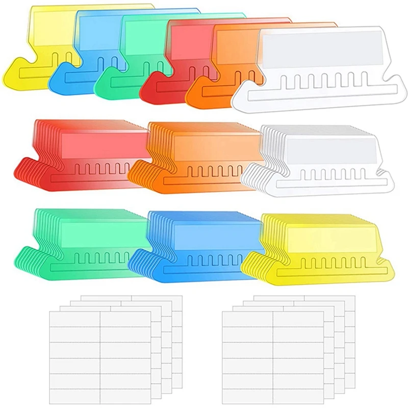 120 set di schede per cartelle di File appese multicolori con inserti vuoti linguette per File appese in plastica da 2 pollici per cartelle appese