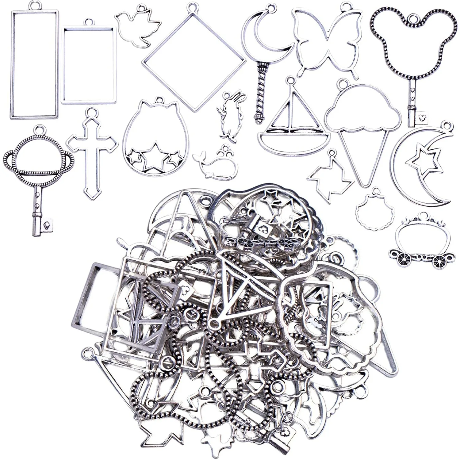 

100 г. Заготовки для кулонов-рамок из сплава с открытым основанием, полые рамки для прессованных цветов, формы для смолы для изготовления ювелирных изделий своими руками