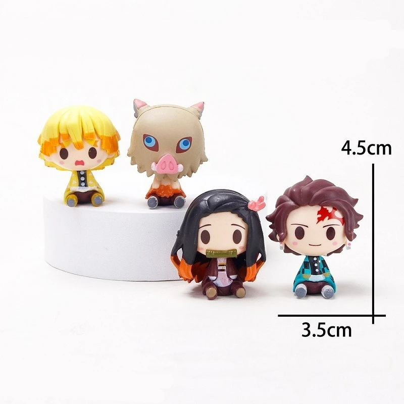 4 قطعة/المجموعة شيطان القاتل كامادو تانجيرو Nezuko Agatsuma Zenitsu عمل الشكل لطيف أنيمي نموذج PVC تمثال تحصيل اللعب الهدايا
