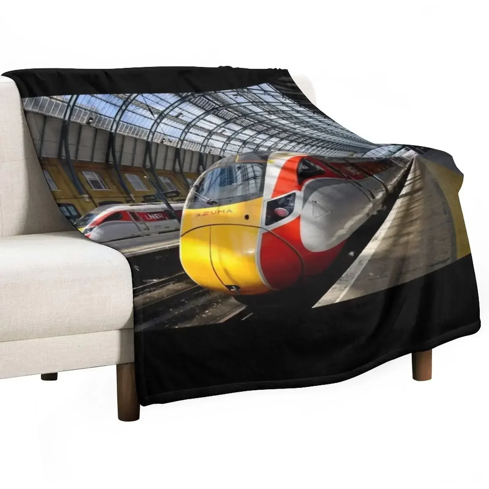 

LNER Azuma 801 high speed trains at King's Cross Station Throw Blanket warm for winter Furrys Bed covers Blankets