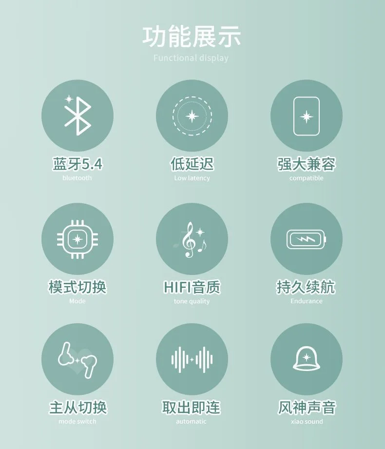 Venti Genshin Impact Headphone Anime Gift Cute Customized HIFI Bluetooth 5.4 Headset Cosplay Active Noise Cancellation Earbuds