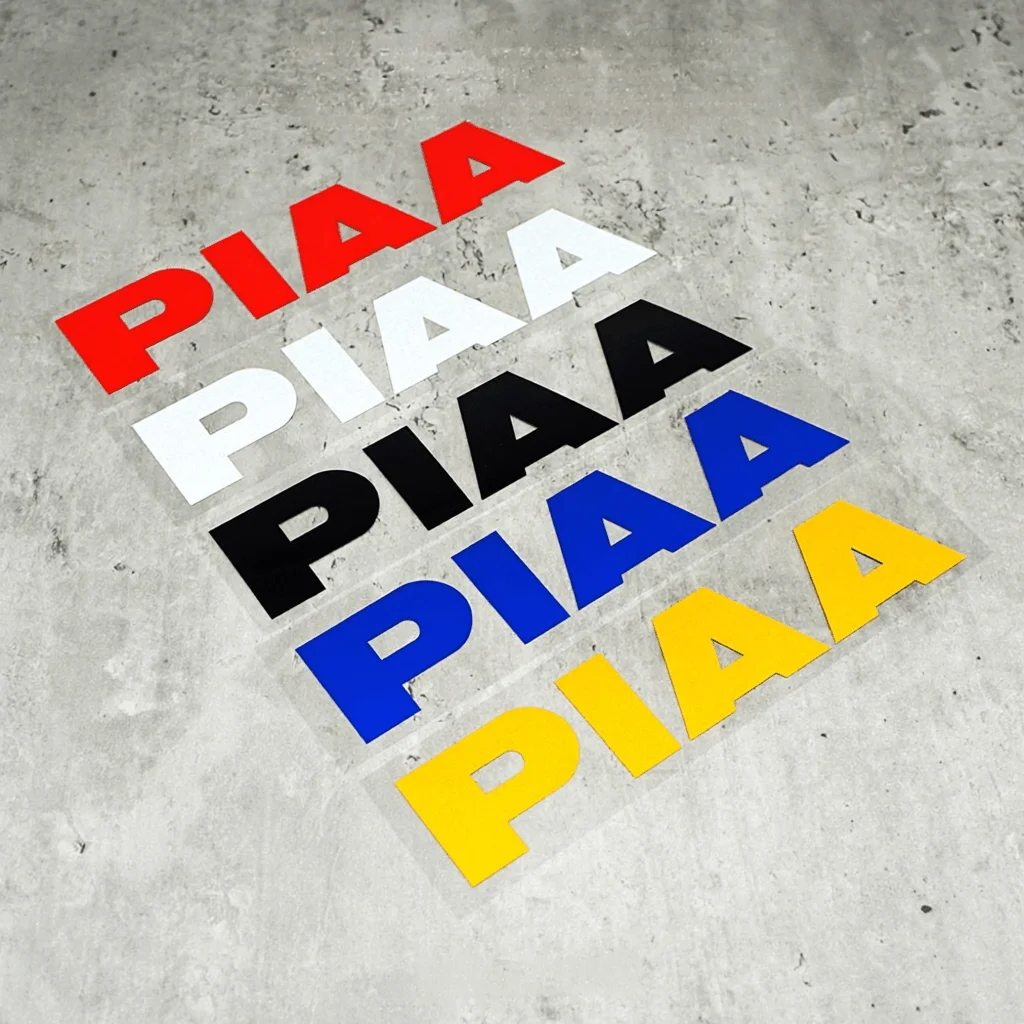 PIAA Racing Lettering Vinyl Car Decal, Multi-Color Waterproof Sticker, Self-Adhesive JDM Style for Vehicle Window Body Exterior