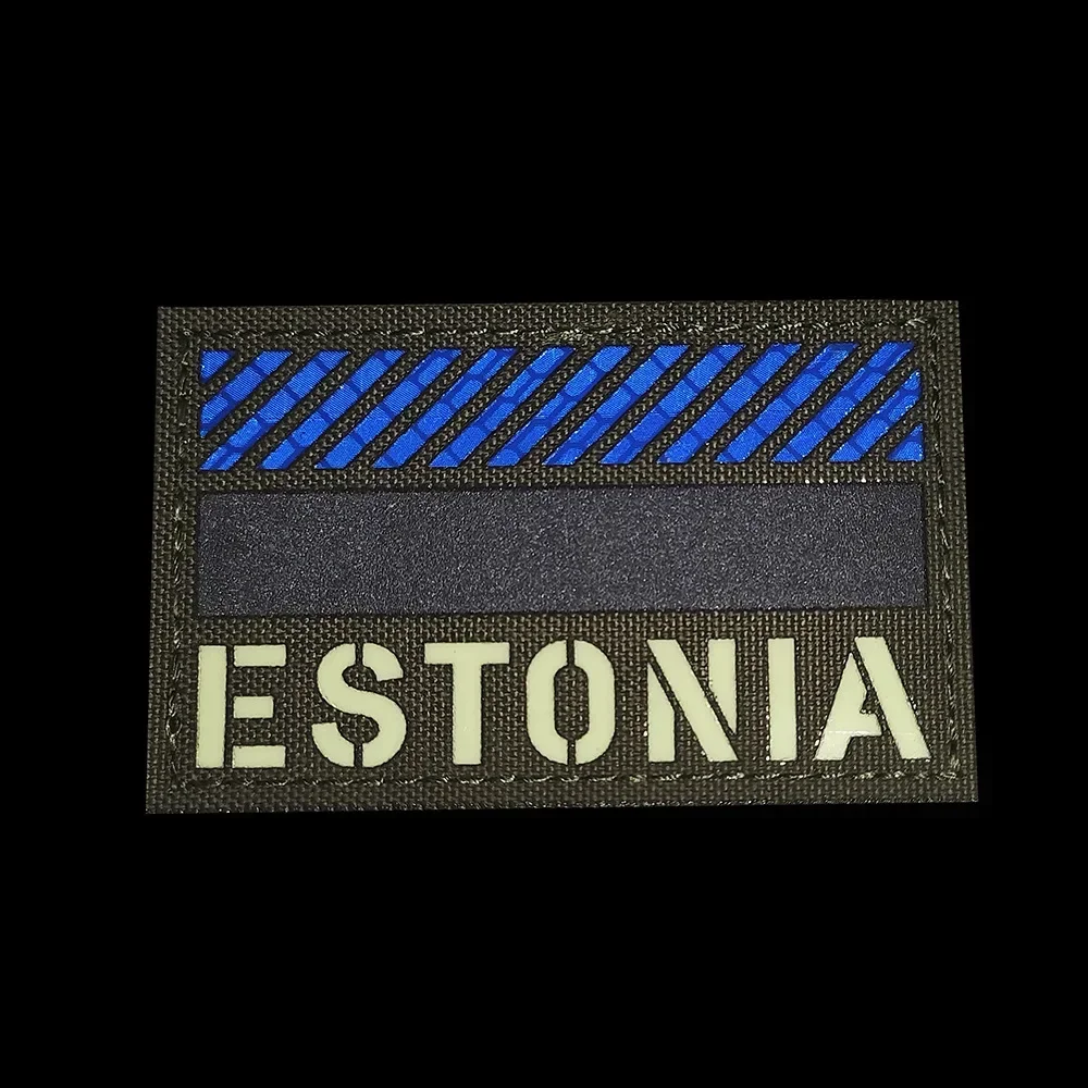 Estonia Flag Reflective Luminous Magic Sticker Embroidered Armband Cloth Patch