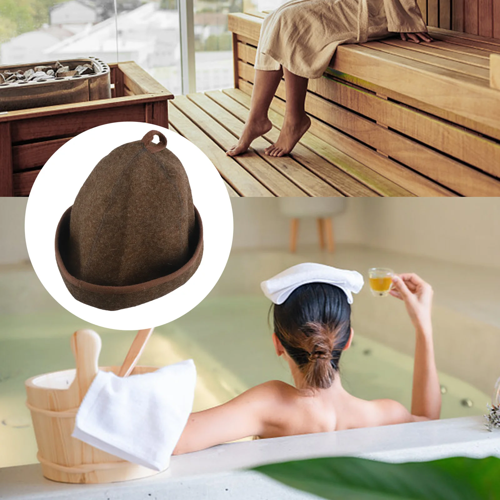 Woolen Bath Hat Designed to Trap Heat Efficiently for Use in Steam Rooms or While Enjoying a Relaxing Sauna Session