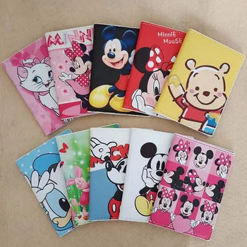 מכסה דרכון מתוק של מיקי פו מארי חתולים לנשים, עור PU לעסקים, אחסון כרטיסי בנק ותעודת זהות, נרתיק נסיעות