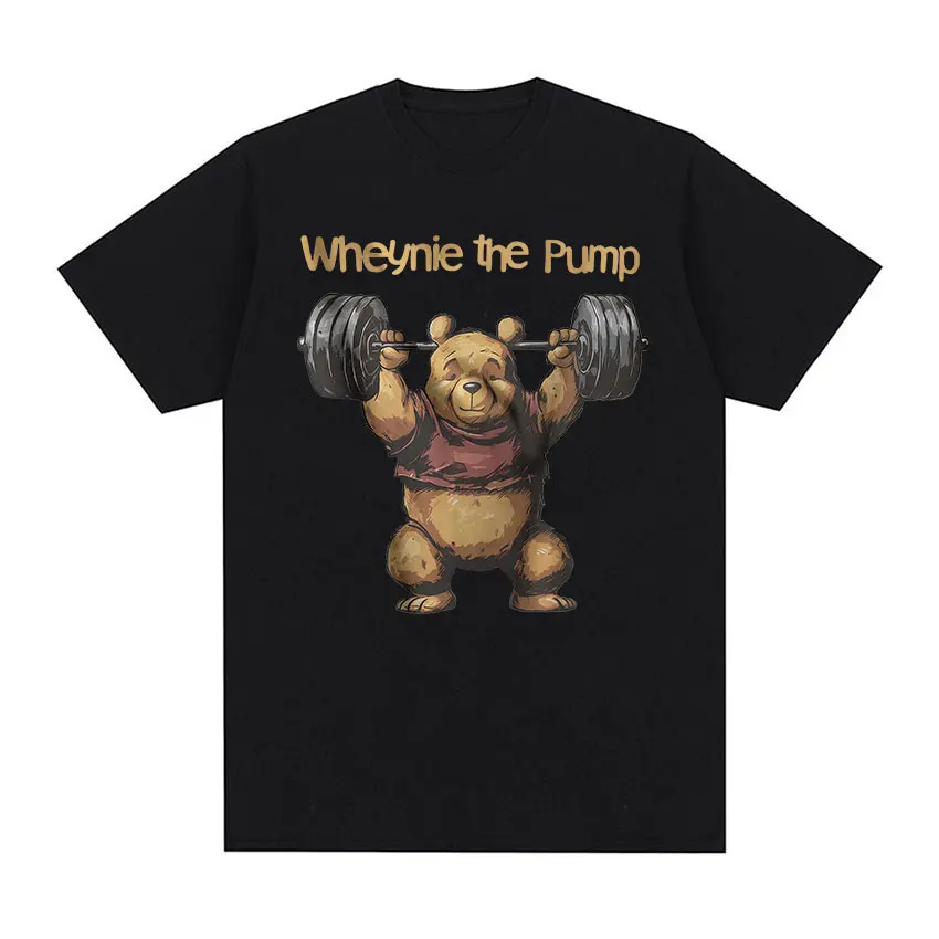 Whenye The Pump Panda Gym Funny Graphic Tee Shirt Men\'s Vintage Fashion Short Sleeve T-Shirt Tops 100% Cotton Oversized T Shirts