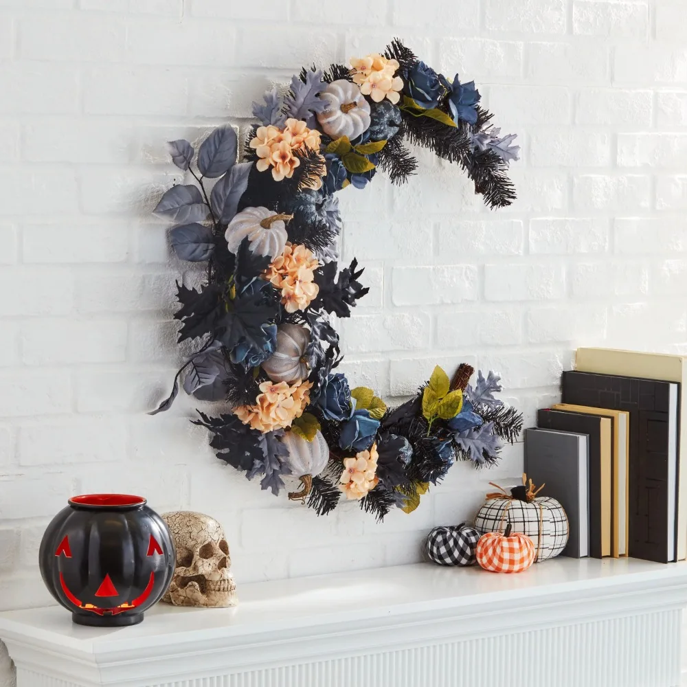 Party Supplies Free Shipping Birthday Decoration Halloween Rose Crescent Moon Wreath 28 Inches Christmas Decoration Liquidations