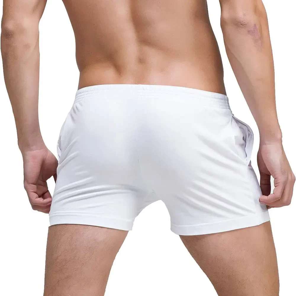 Men\'s Running Workout Active Shorts Cotton Gym Training Lounge Sleep Bottoms Elastic Waist Casual Pajama Pocket Jogger Home Wear