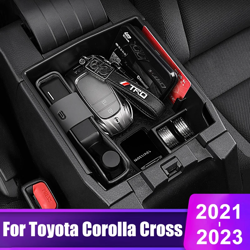 

For Toyota Corolla Cross XG10 2021 2022 2023 Hybrid Car Central Armrest Storage Box Organizer Tray Case Accessories