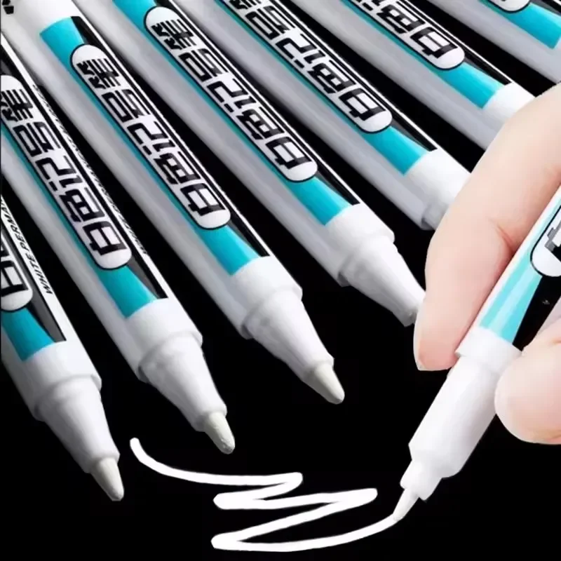 Rotuladores permanentes blancos de 0,7/1,0/2,5 MM, rotuladores de pintura para madera, plástico, cuero, vidrio, piedra, Metal, suministros de pintura artística