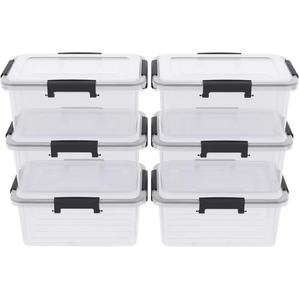 

6-Quart Clear Plastic Stackable Storage Box with Gasket Lid