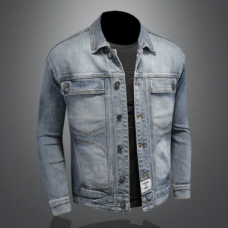 

2025 men's autumn new high-elastic slim lapel high-quality fashion trend personalized versatile denim jacket