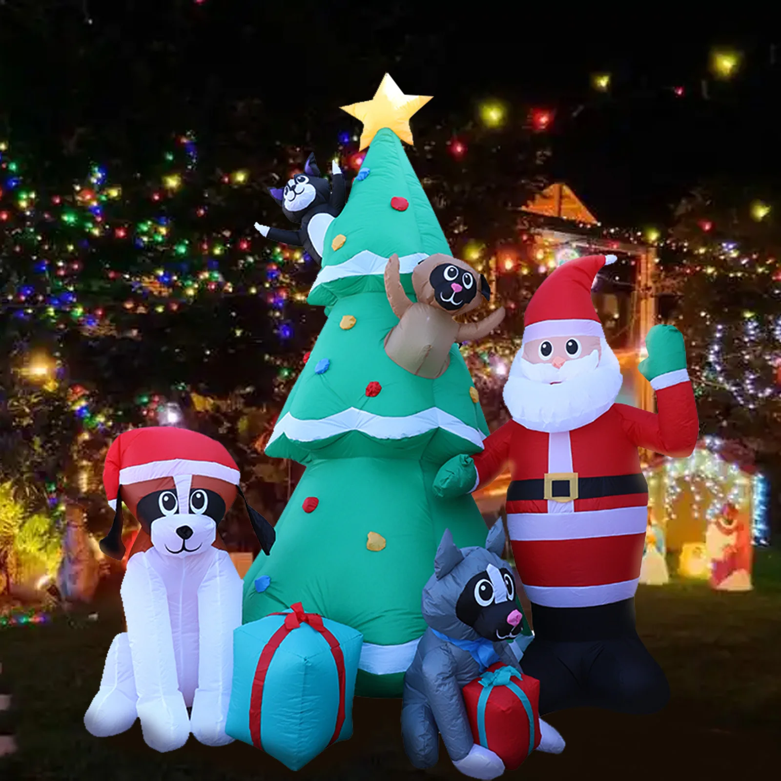 

10Ft 8ft Christmas Inflatables Tree, Christmas Inflatables Blow up Yard Decoration