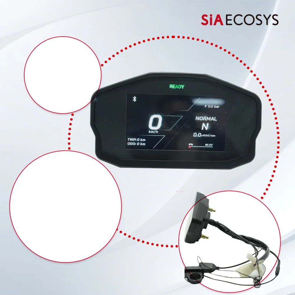 SIAECOSYS SCJV4-01 4.3 inch TFT Display Speedometer CAN BUS Electric Scooter Motorcycle Instrument Cluster with Tire Pressure