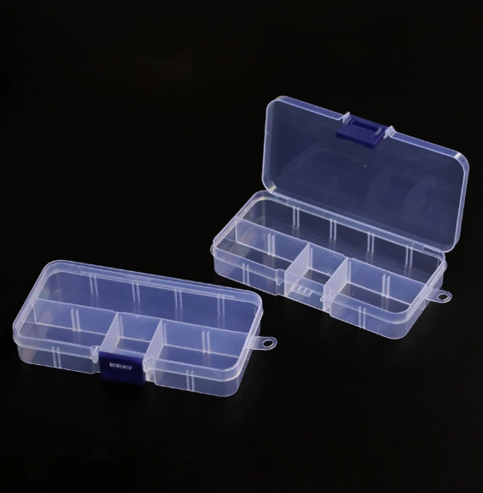 10 grid plastic PP empty box rectangular screw component DIY box button bead transparent packaging storage box