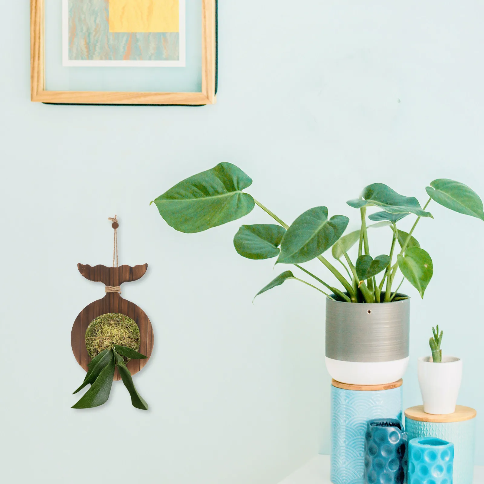 Hanging Wall Planter Wood Design for Fish Tail Staghorn Fern Wall Mount Planter Indoor Outdoor Rustic Minimalist Home Decor