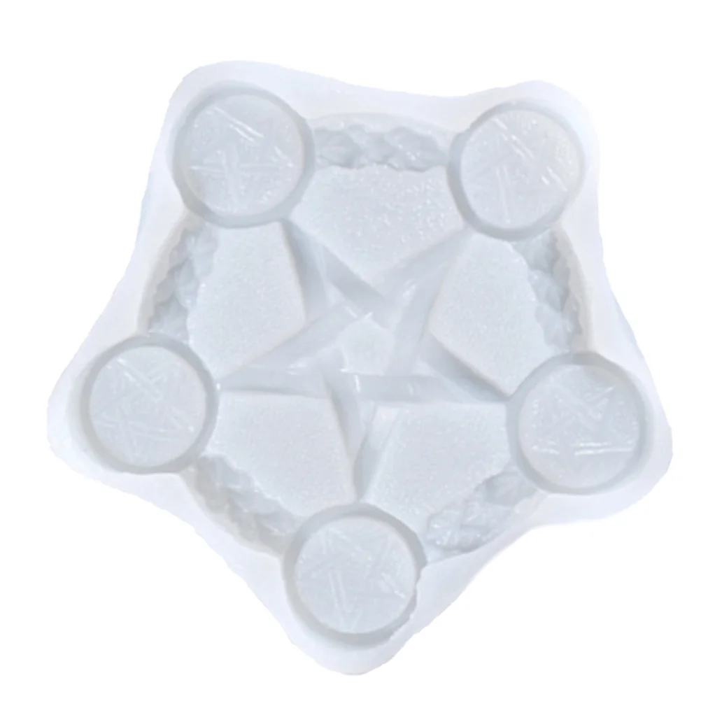 

Pentagram Holder Mold 5 Candles Silicone Divination Blessing Tray Molds DIY Resin Jewelry Parts Easy Demould