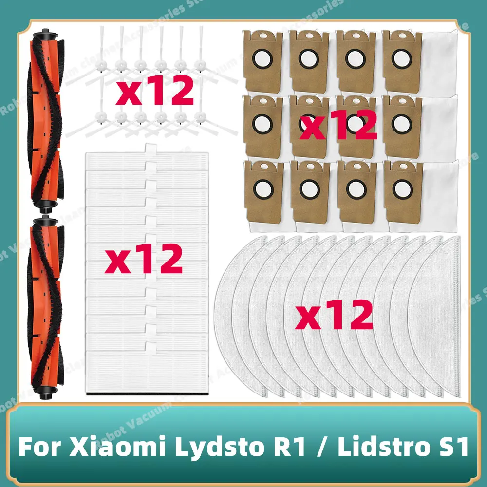 Compatible con Xiaomi Lydsto R1 /R1A /R1 Pro /S1 /L1 piezas cepillo lateral principal filtro Hepa almohadilla de fregona piezas de repuesto de bolsa