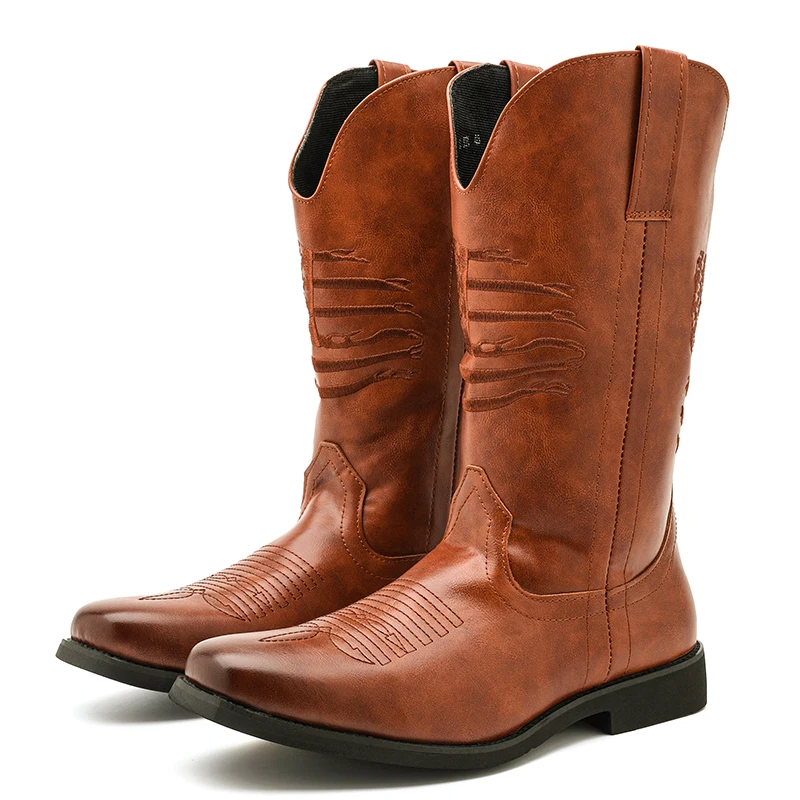 Men High-top Denim Boots for Autumn Winter Comfortable Breathable Fashionable Western Boots From Europe America Knight Boots Men
