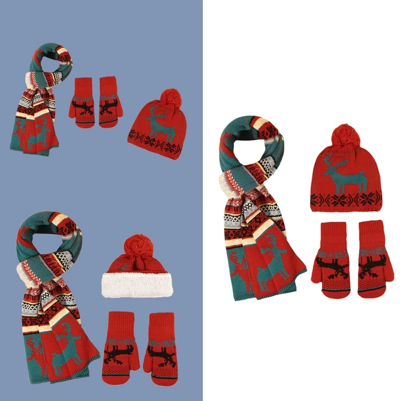 Unissex inverno quente malha gorro chapéu luvas longo cachecol conjunto crânio boné luvas pescoço mais quente para mulher