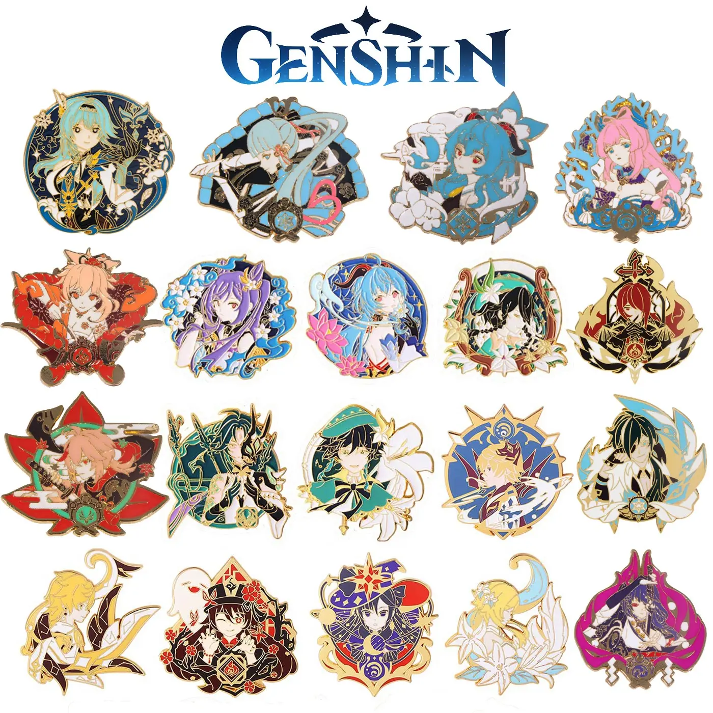 Anime Genshin Impact Account Wendi Hu Tao Zhongli Brooch Pins Keqing Tartaglia Xiao Enamel Badge Brooches Lapel Pin Jewelry Gift