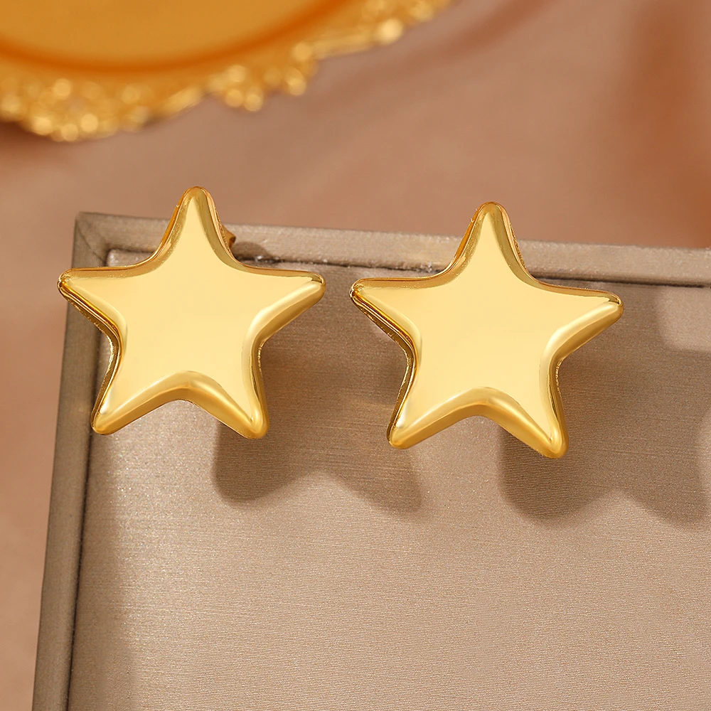 Stainless Steel Earrings Fresh Exquisite Star Stud Super Fairy Sparkling Earrings For Women Jewelry Ornate Texture Best Friend