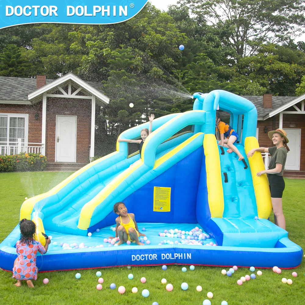 

Doctor Dolphin Fun Summer Holiday Party Playground Slide Water Bounce House Inflatable Bouncing Castle For Kids