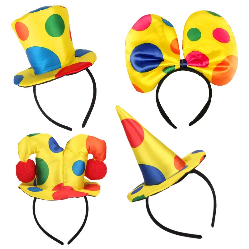 Clown Headband Performance Skirt Clown Tie Headdress Accessories Clown Clothes Three-piece Set Clown Headband Hat Halloween Cos