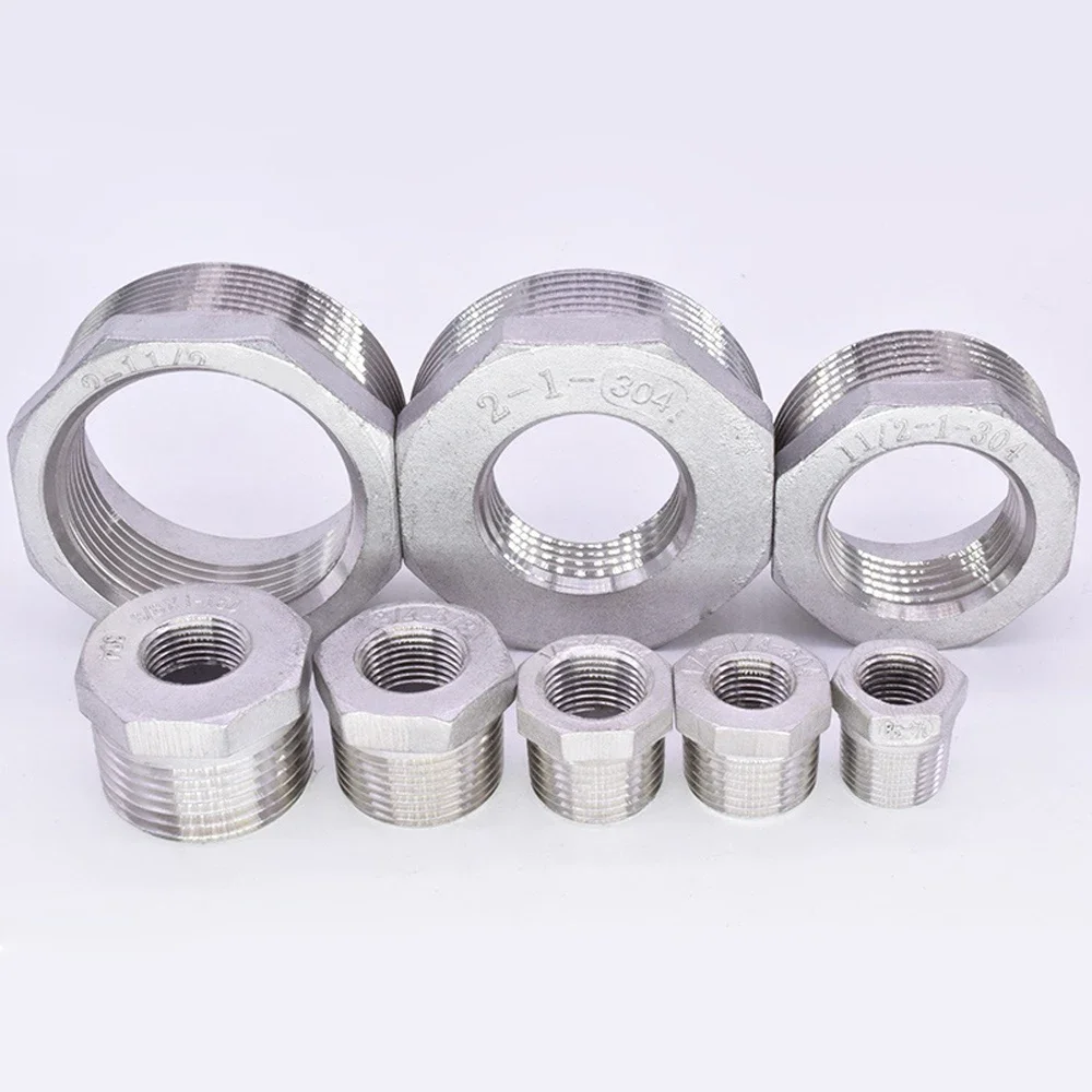 1/8 "1/4" 3/8 "1/2" 3/4 "1" -2 "NPT laki-laki perempuan Reudcer Bushing 304 baja nirkarat konektor Fitting air Adater