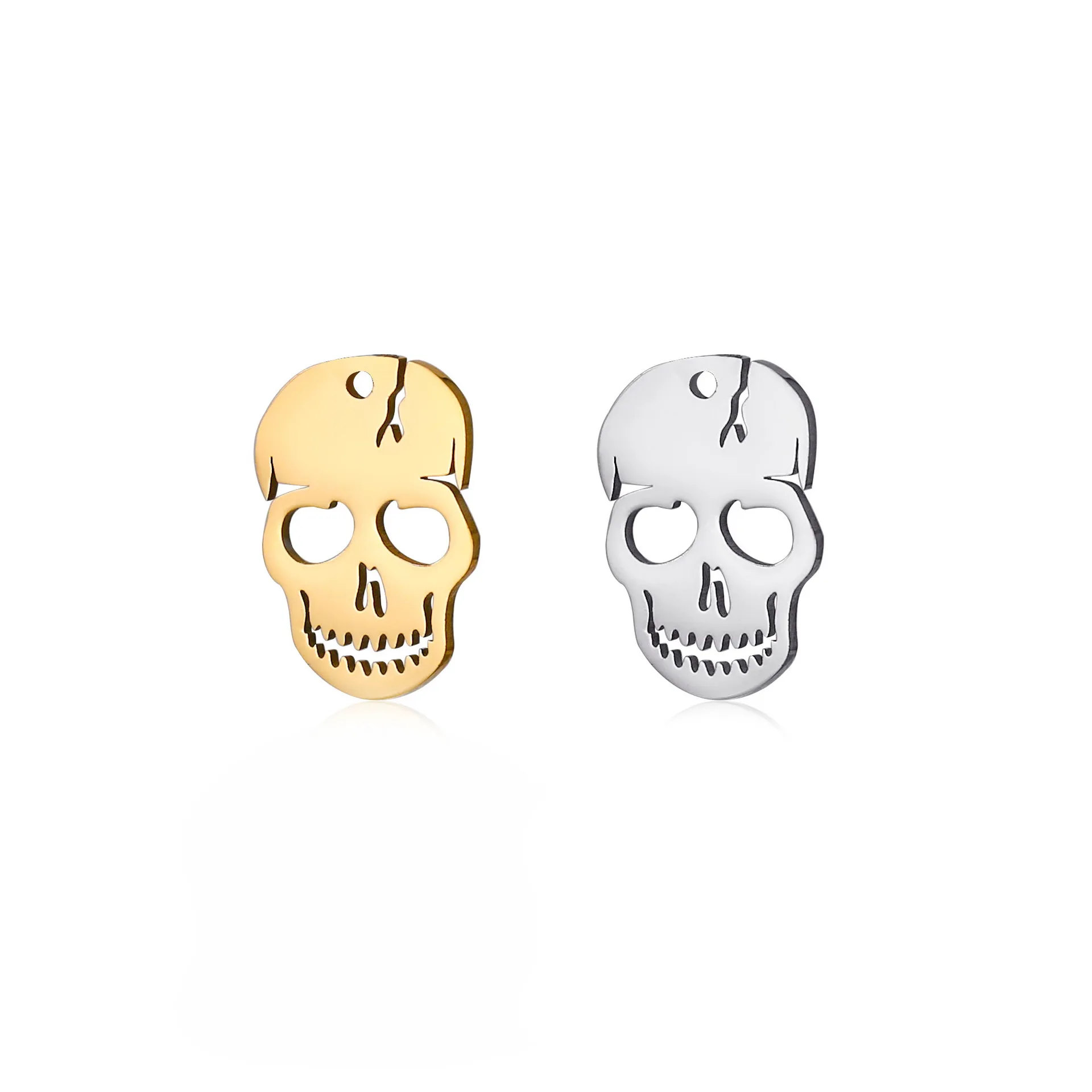 5Pcs/Lot Retro Stainless Steel Charms for Jewelry Making Accessories Hollow Halloween Theme Skull Head Pendants Bracelet Charm