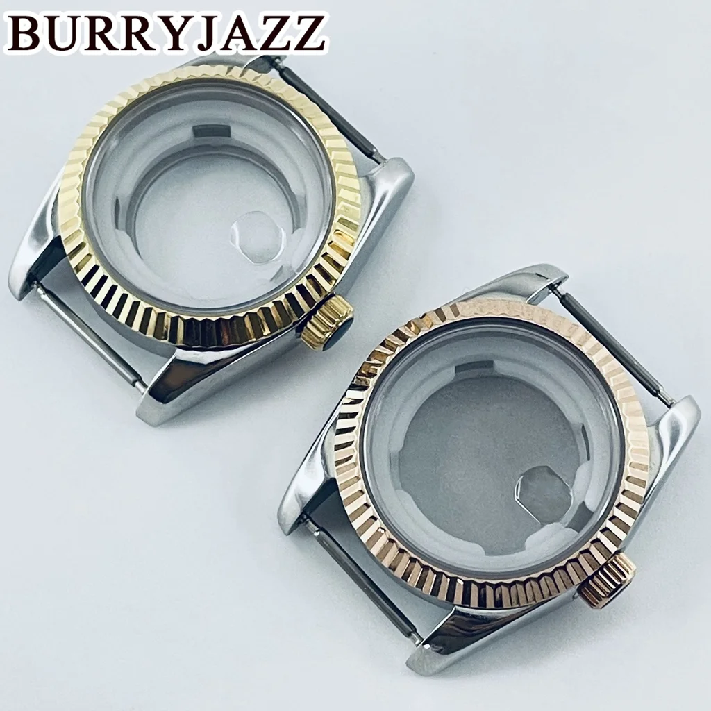 BURRYJAZZ 31mm NH05 NH06 Watch Case Silver Rose Gold Stainless Steel Case With Sapphire Crysta Waterproof