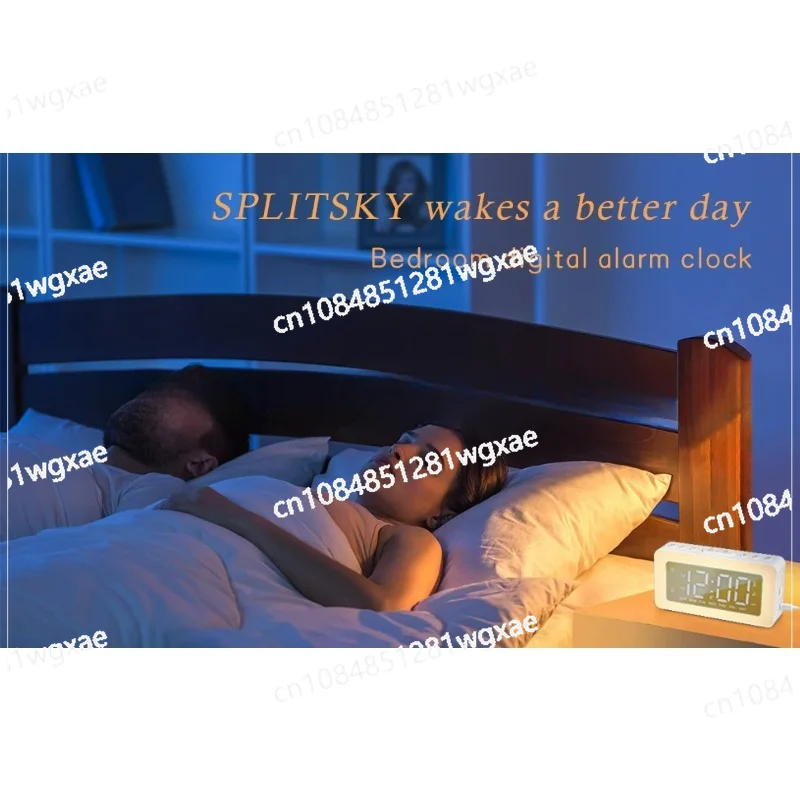 Wake-Up Night Light Alarm Clock Led Digital Mirror Clock Children'S Desk Clock