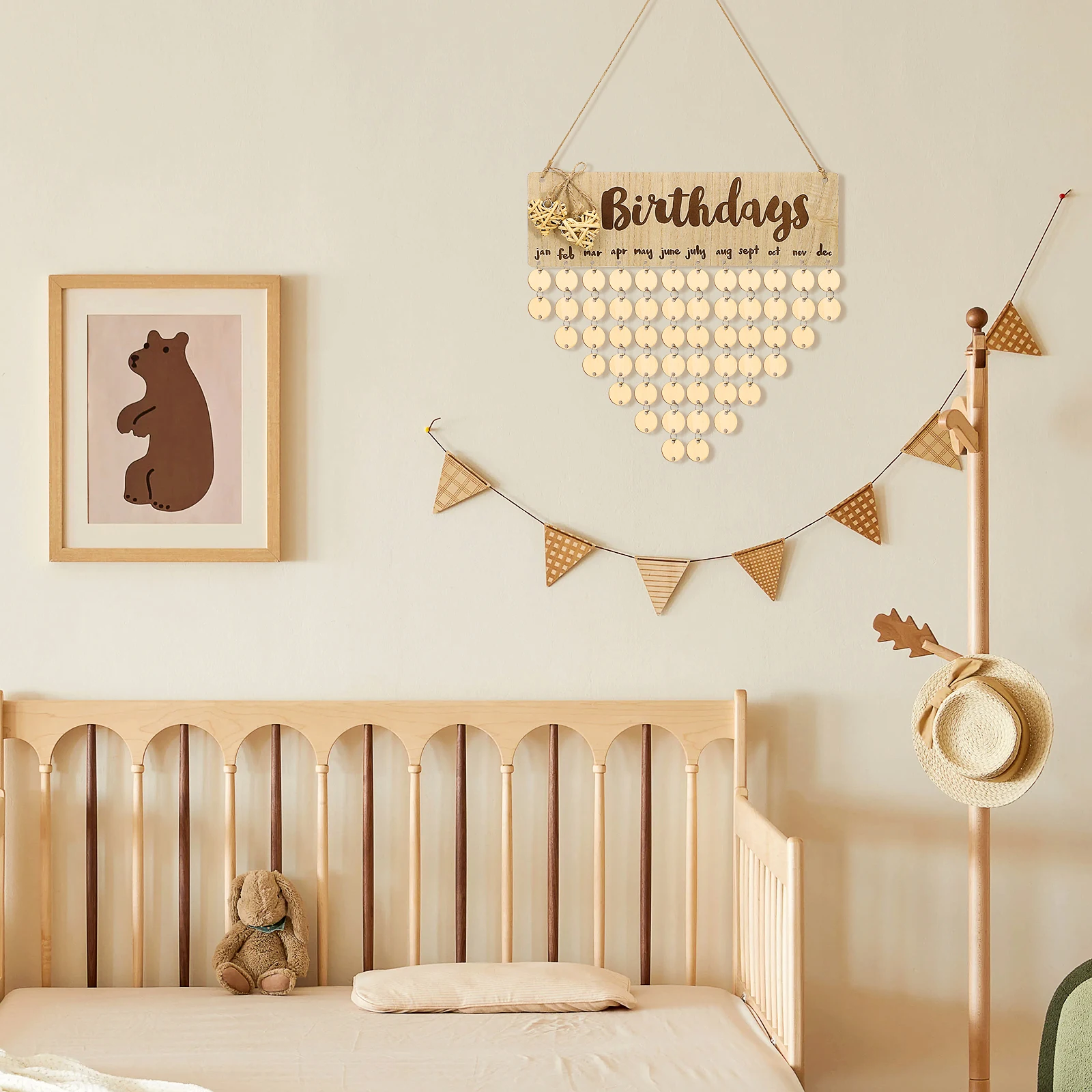 

Letter Hanging Board Erasable Happy Wall Birthday Calendar Decoration Wooden Laminated