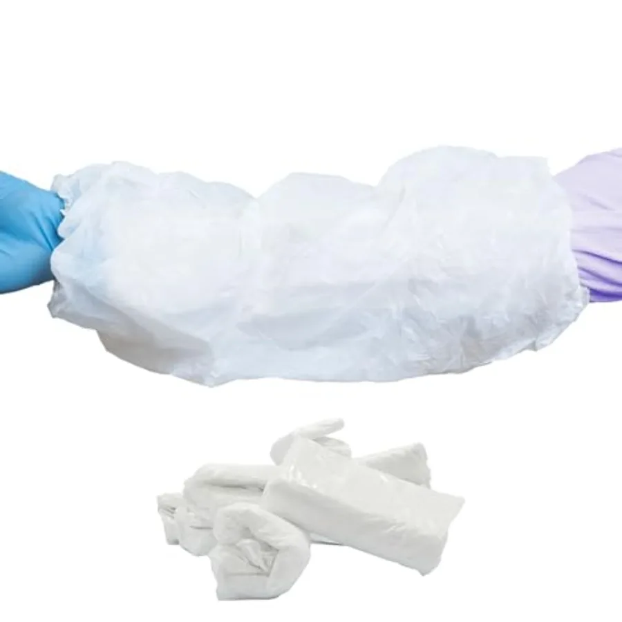 

Disposable Arm Sleeve Covers - 18" Waterproof Polyethylene Protective Oversleeves with Elastic Cuff - 1 Mil Thick