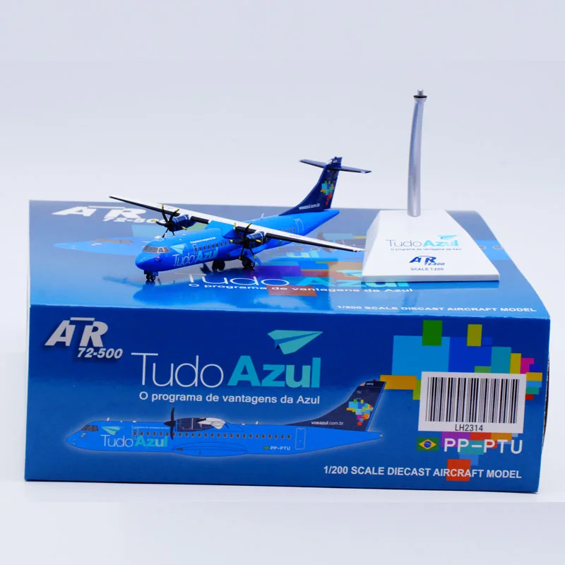 LH2314 Alloy Collectible Plane Gift JC Wings 1:200 Tudo AZUL Airlines ATR72-500 Diecast Aircraft Model PP-PTU With Stand