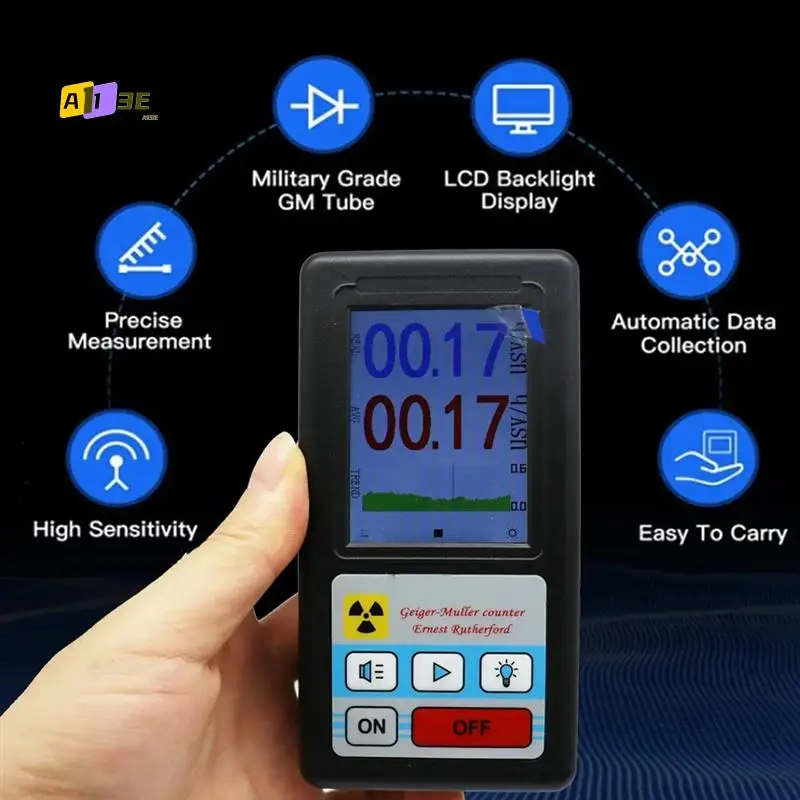 A13E-BR-6 Geiger Counter นิวเคลียร์รังสีส่วนบุคคล Dosimeter X-Ray Beta Gamma LCD Radioactive Tester เครื่องมือ