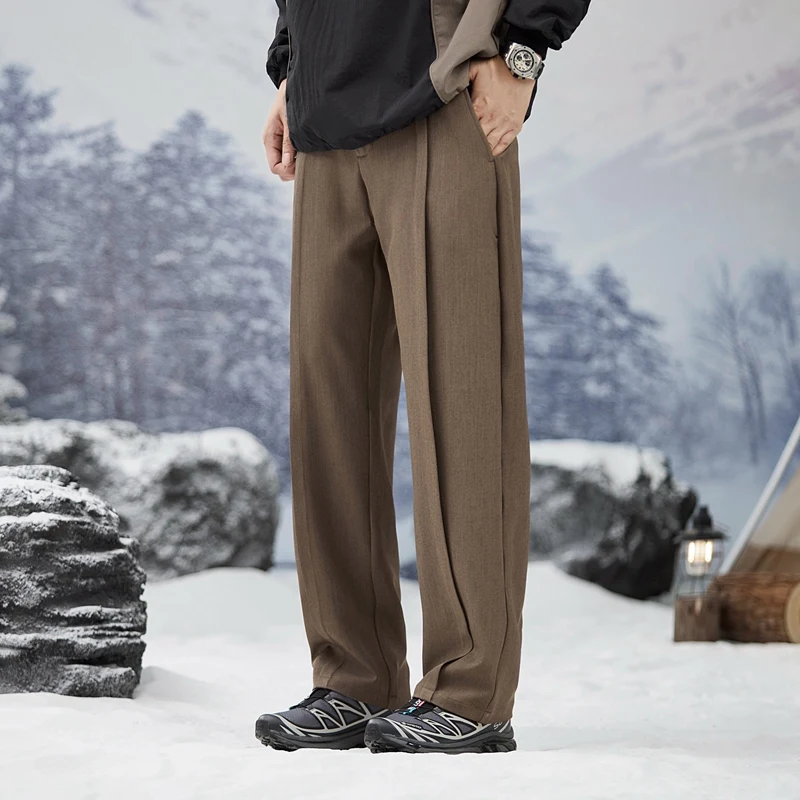 2024 New Autumn Casual Suit Pants Korean Men\'s Pants Straight Loose Sweatpants Soft Wide Leg Long Baggy Business Trousers