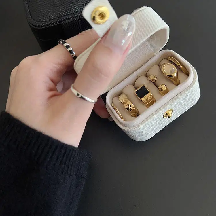 ポータブルミニジュエリー収納ボックス-軽量高級リングイヤリングホルダー-コンパクト旅行に便利なジュエリーオーガナイザーボックス