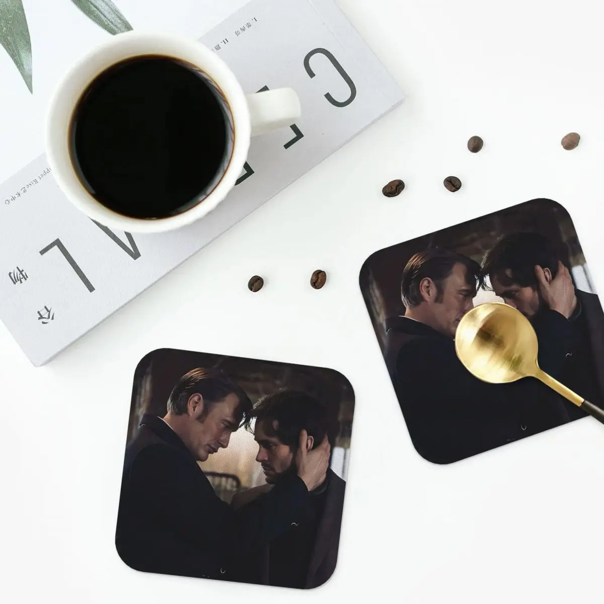 Hannibal X Will Graham Decoration Horror Movie Coasters Kitchen Placemats Insulation Cup Coffee Mats For Decor  Pads Set of 4